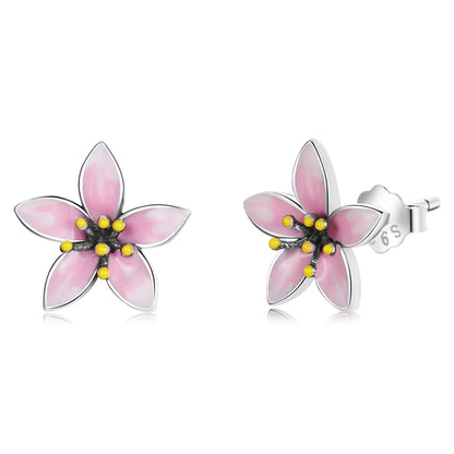 WOSTU boucles d'oreilles cœur fleur 100% argent Sterling 925 perle petites boucles d'oreilles pour femmes mariage fiançailles bijoux cadeaux