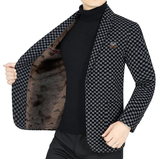 Costumes à carreaux Smile pour hommes, blazers décontractés d'affaires, vestes slim de qualité, chaud, taille combinée, 4XL, hiver, nouveau