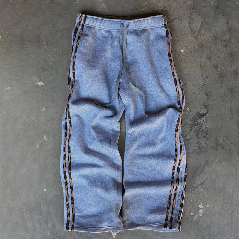 Mode 2 pièces côté rayé polyvalent confort pull à capuche taille élastique pantalons de sport ensemble Y2K hommes femmes décontracté Streetwear