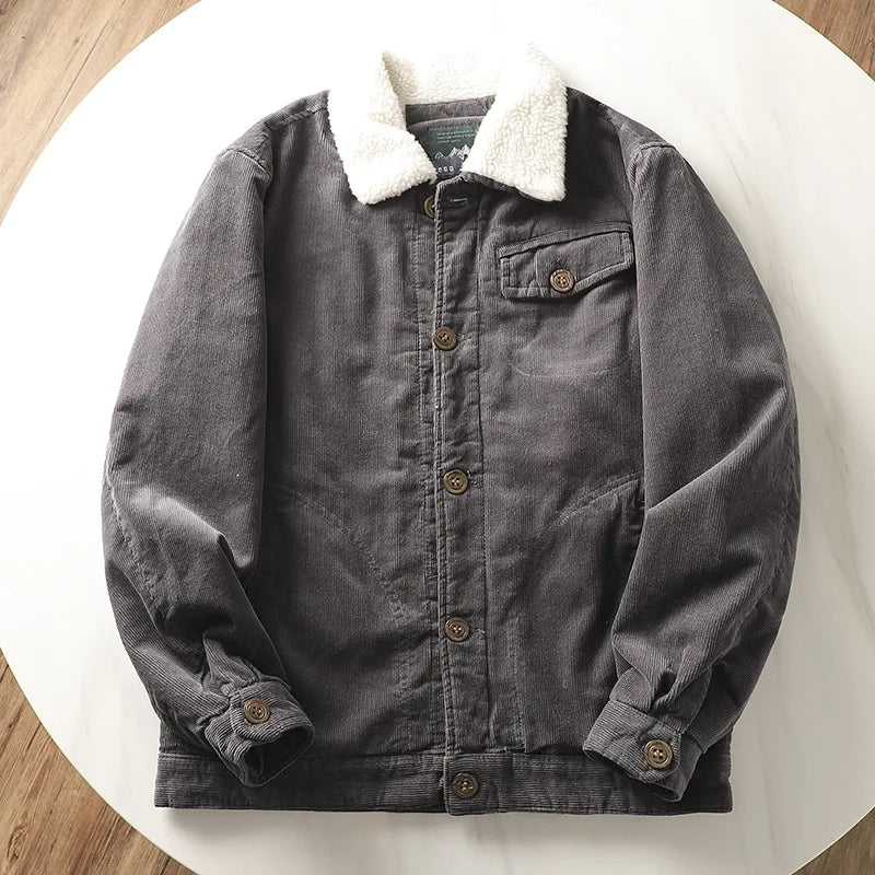 Veste Cargo de montagne vert armée automne hiver nouveau Parka laine pour hommes chaud épais Parkas hommes mode Punk col de fourrure velours côtelé