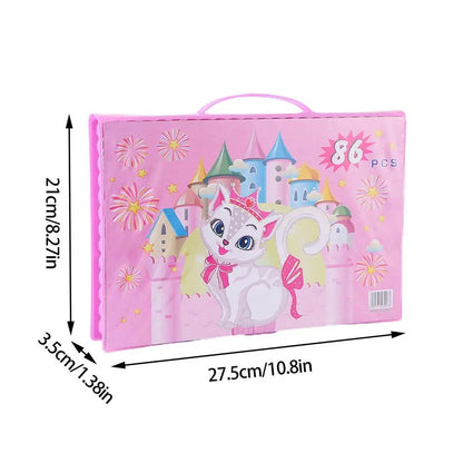 Ensemble de pinceaux de peinture graffiti pour enfants, stylo d'interconnexion, apprentissage d'art, boîte d'acquisition de papeterie, jouets pour enfants, rose, bleu, 86 pièces par ensemble