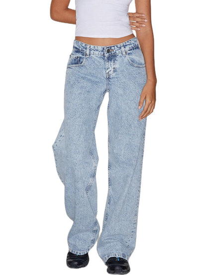 Jean à jambes droites pour femmes, haute qualité, quatre saisons, nouvelle mode, ample, taille basse, jambes larges, décontracté, sans élastique