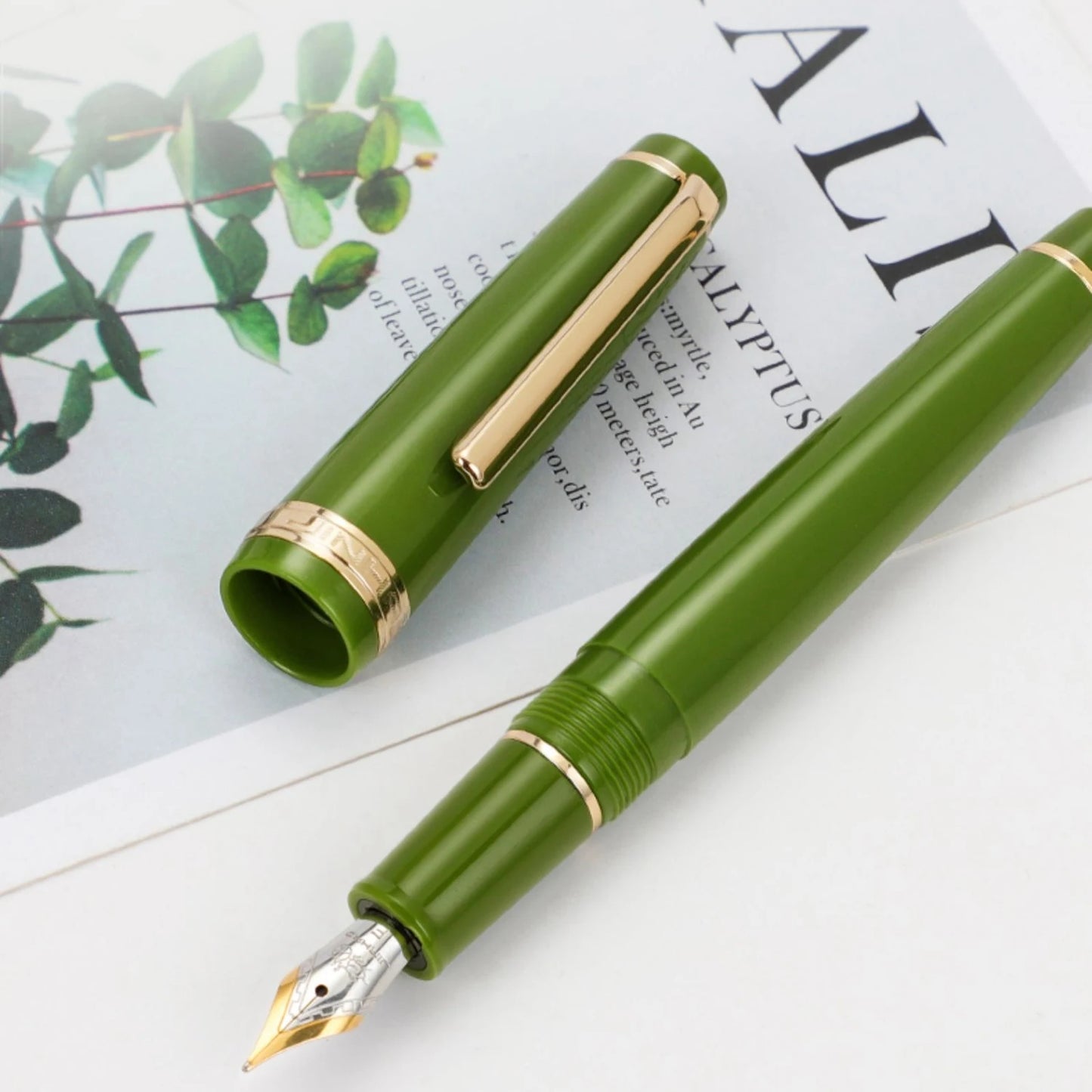 Jinhao-Stylo à plume en acrylique 82 avec clip doré, plume de 0.5mm, rose, vert,