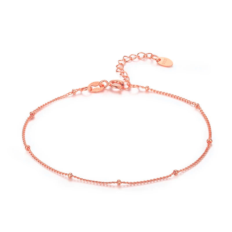 Bracelet de cheville fin en argent regardé 925 pour femme, perle gourmette, bijoux de pied pour fille, bracelet de jambe, pieds nus, migrant illera, 22 + 3cm