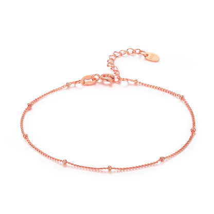Bracelet de cheville fin en argent regardé 925 pour femme, perle gourmette, bijoux de pied pour fille, bracelet de jambe, pieds nus, migrant illera, 22 + 3cm