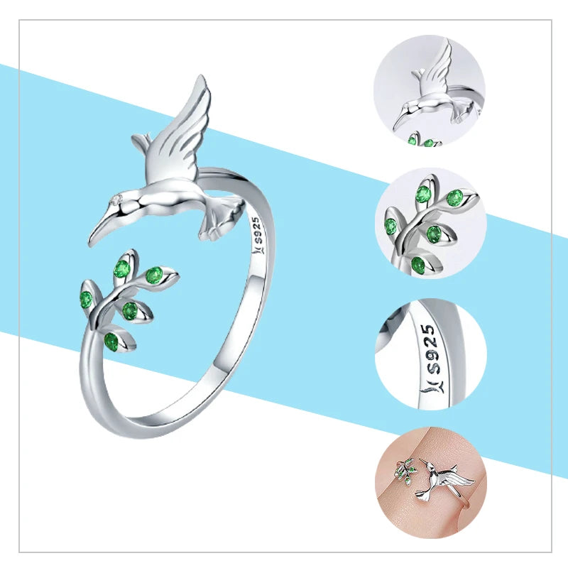 WOSTU-Bagues ajustables en argent regardé 925 pour femme, bijoux originaux empilables, taille ouverte