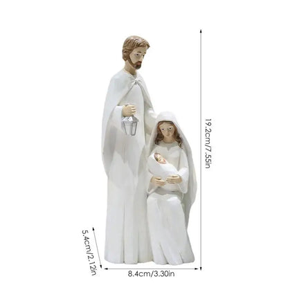 Pièce de figurine de la Sainte Famille de Noël, scène de la Nativité, statue en bois, décor d'art religieux, adaptée à la maison