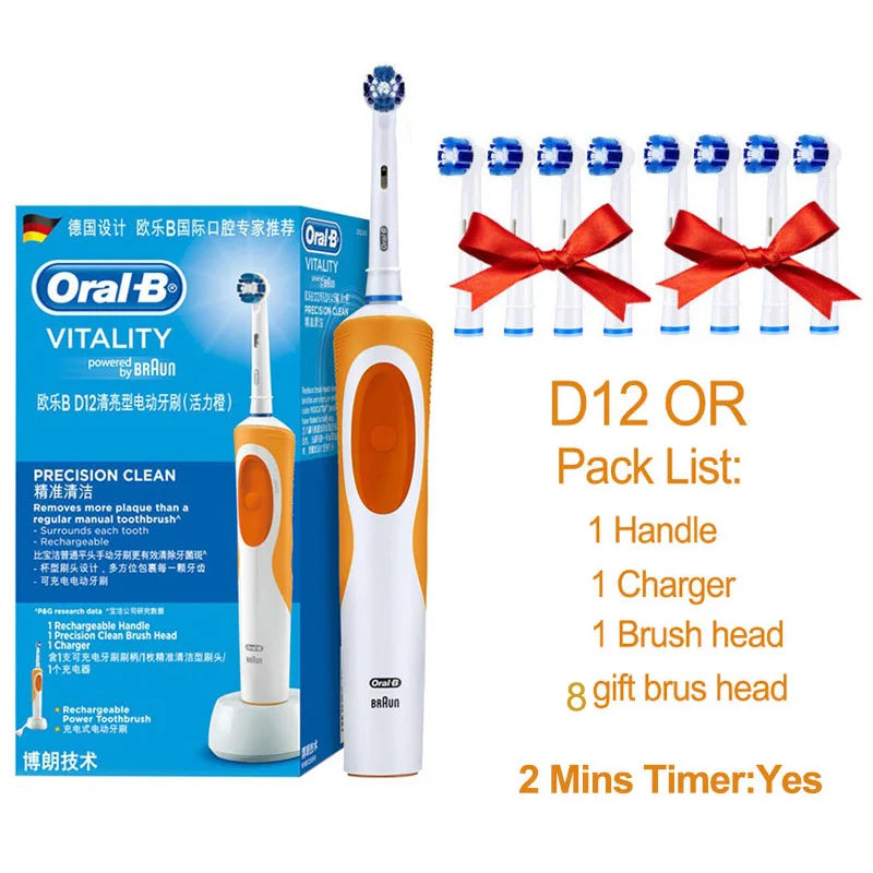 Oral B brosse à dents électrique Rotation nettoyage Oral 3D dent blanche adulte vitalité brosse à dents charge inductive + tête de brosse cadeau