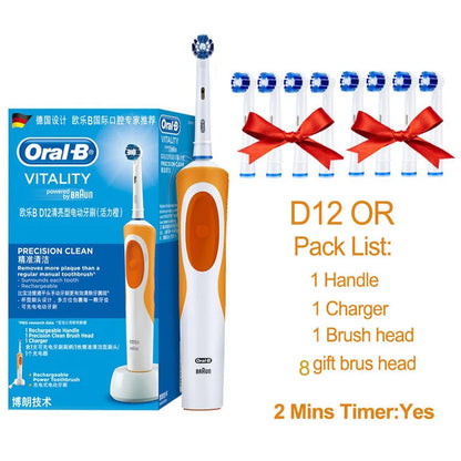 Oral B brosse à dents électrique Rotation nettoyage Oral 3D dent blanche adulte vitalité brosse à dents charge inductive + tête de brosse cadeau