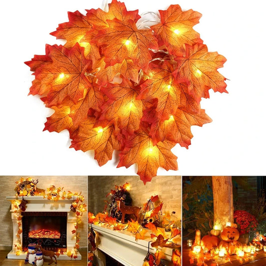 2/3/6M décoration de noël feuilles d'érable artificielles feuilles lumière LED chaîne lanterne guirlande maison fête bricolage déco Halloween nouveau oui