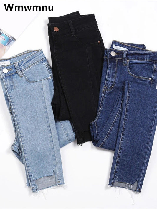 Jean skinny taille haute pour femme, pantalon en denim, leggings rétro, pantalon slim, surintendant ser, streetwear décontracté, longueur de rinçage