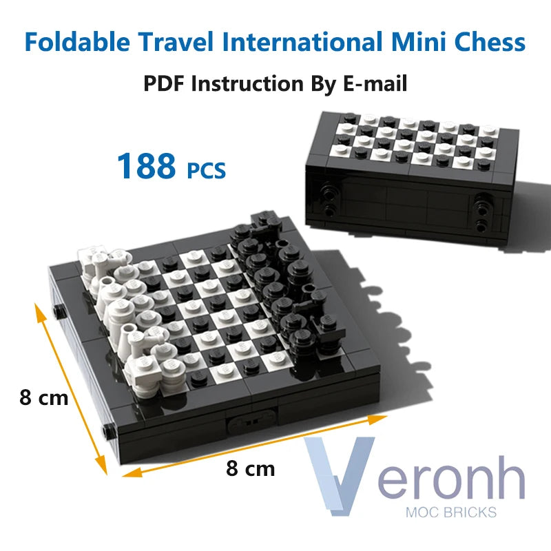 Jeu d'échecs International de voyage pliable et Portable, blocs de construction, briques Moc, Puzzle éducatif, jouets pour enfants, cadeaux d'anniversaire et de noël