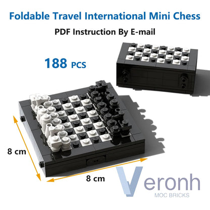 Jeu d'échecs International de voyage pliable et Portable, blocs de construction, briques Moc, Puzzle éducatif, jouets pour enfants, cadeaux d'anniversaire et de noël