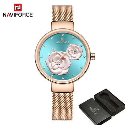 NAVIFORCE-Montre-bracelet  en maille pour femme, bracelet en acier inoxydable,