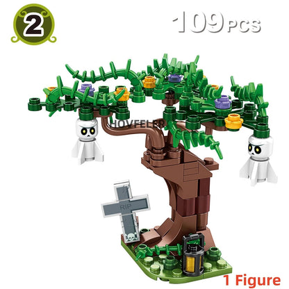 Blocs de construction de maison de citrouille d'halloween 4 en 1, City Kid, bricolage, modèle de chariot de citrouille, ensemble de briques, jouets pour enfants, cadeau