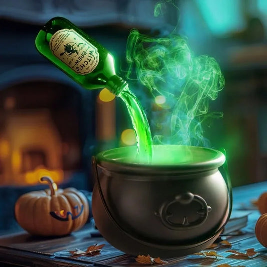 Chaudron de sorcière d'halloween, brumisateur magique, décor de squelette pour fête effrayante Hocus Pocus, accessoires effrayants, décor de fête d'halloween à la maison