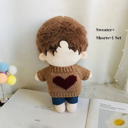 Pull et pantalon imbibés de beurre de dessin animé pour poupées idoles, vêtements de bricolage, jouets cadeaux, nouveau, 20cm