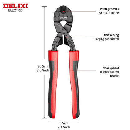 DELIXI – coupe-boulon électrique de marque 8/10 pouces, lame forgée CR-V, outil manuel de coupe avec poignée en caoutchouc, pour chaîne de coupe, fil, Rivets