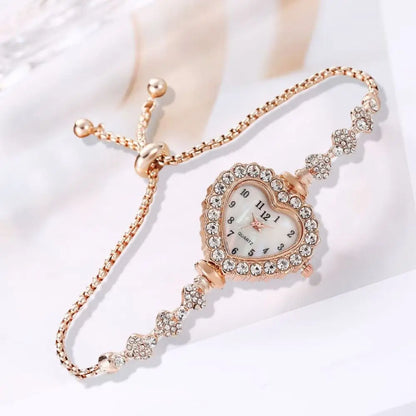 Montres à Quartz en acier inoxydable pour femmes, cloutées en strass et diamants, montre-Bracelet avec Bracelet réglable, décoration de poignet