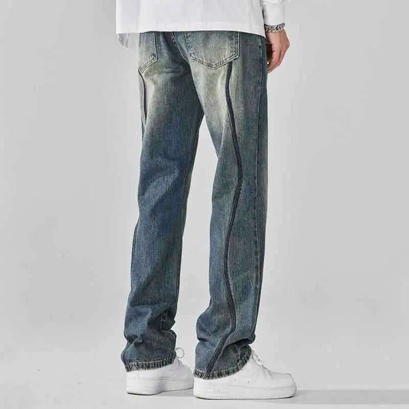DistMurcia-Jean Vintage à Jambes Larges et Droites pour Homme, Vêtement Polyvalent, Style Américain, Été