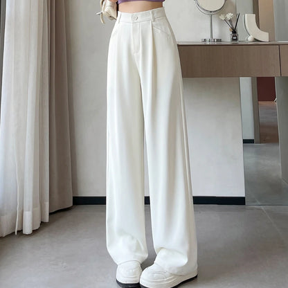 Pantalon de costume violet à jambes larges pour femmes, taille haute, ample, droit, décontracté, Slim Fit, nouvelle collection printemps été 2025