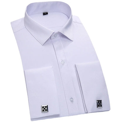 Chemise de Smoking à Manches sulfpour Homme, Tenue Décontractée, Coupe Cintrée, Couleur Unie, Document Français, Qualité
