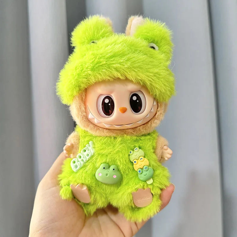 Boîte aveugle de deuxième génération LabubuBU vêtements pendentif visage en vinyle LABUBU série de fête assise vêtements de bébé mignons boîte aveugle jouets