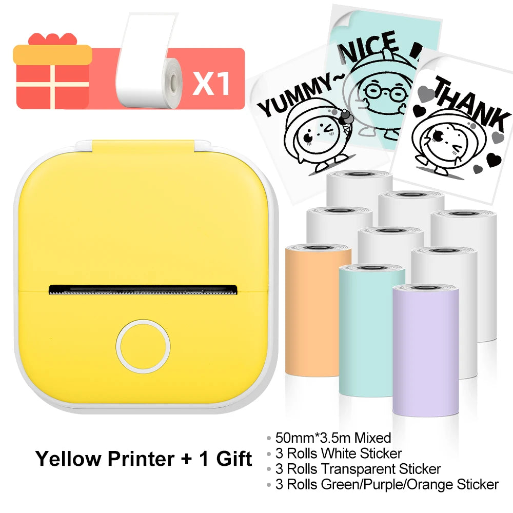 Phomemo-Mini imprimante thermique portable, imprimante d'étiquettes de poche BT sans fil, 203dpi, impression allergique 53mm, T02