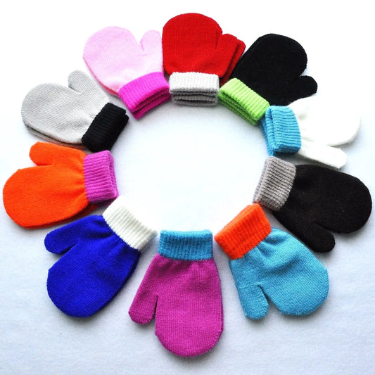 Gants d'hiver chauds pour bébés de 1 à 4 ans, mitaines tricotées en Patchwork, gants à doigts complets pour étudiants de la maternelle