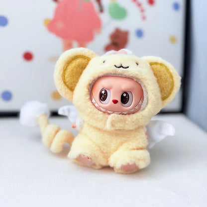 Boîte aveugle de deuxième génération LabubuBU vêtements pendentif visage en vinyle LABUBU série de fête assise vêtements de bébé mignons boîte aveugle jouets