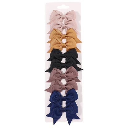 Pinces à cheveux avec nœuds pour enfants, couleur unie, pour bébés filles, ruban fait à la main, épingle à cheveux, Barrettes, accessoires pour cheveux du nouvel an, 10 pièces/ensemble