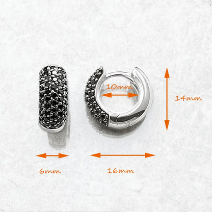 Boucles d'oreilles créoles noires à charnière, bijoux fins Vintage européens pour femmes et hommes, cadeau d'hiver en argent Sterling 925 véritable