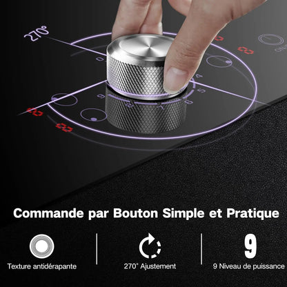 NOXTON Plaque VItrocéramique 4 Feux avec Commande à Bouton Unique, Plaque de Cuisson Electrique 4 Feux Encastrable, Table de Cuisson Vitrocéramique, 220-240V, 6000W, sans Prise