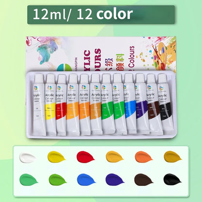 Peinture acrylique 12/18/24/36 couleurs, Tube de 12ml, ensemble de peinture acrylique, peinture pour vêtements, peinture, Pigments riches pour peinture d'artistes
