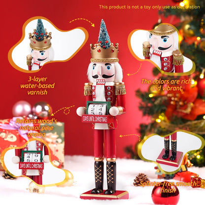 Casse-noisette de noël 40CM, couronne d'arbre de noël, calendrier, article décoratif, artisanat en bois, décoration de Festival pour la maison ou le bureau