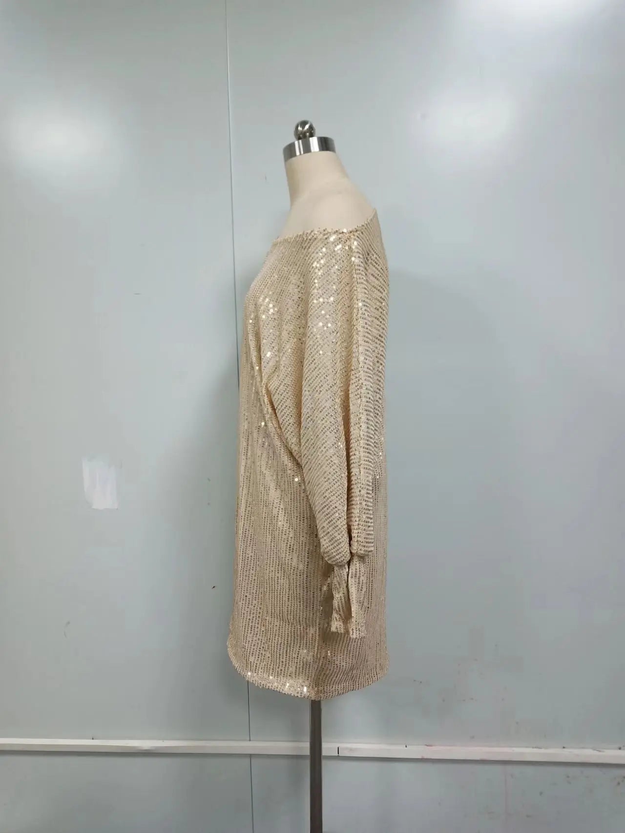 Robes de soirée à paillettes pour femmes, col alertes onal, manches trois quarts, mini robes de Rh, robe élégante, robe formelle kly, mode