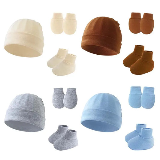 Ensemble bonnets et chaussettes en coton pour nouveau-né, bonnet coupe-vent, bonnet chaud, bonnet turban solide, bonnets désossés pour bébé, 0-6M, printemps et automne