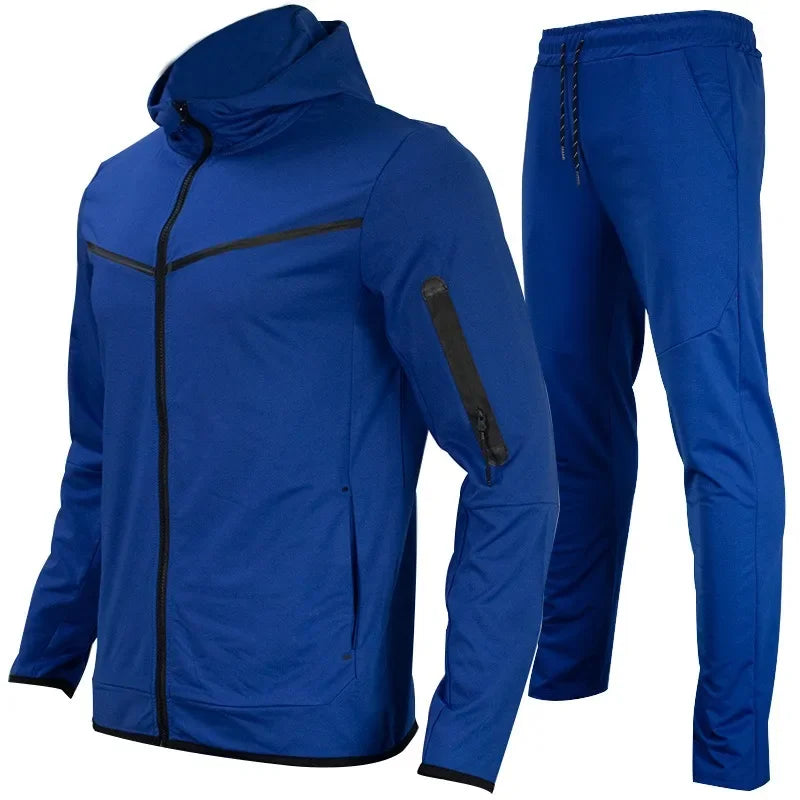 Manteau de sport pour hommes printemps et automne nouvelle taille européenne vêtements de sport pantalon à capuche ensemble décontracté survêtement hommes