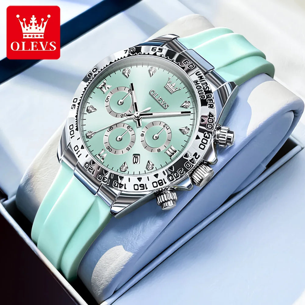 OLEVS 5618  montre de luxe Original Quartz femmes montre Silicone étanche montre calendrier chronographe