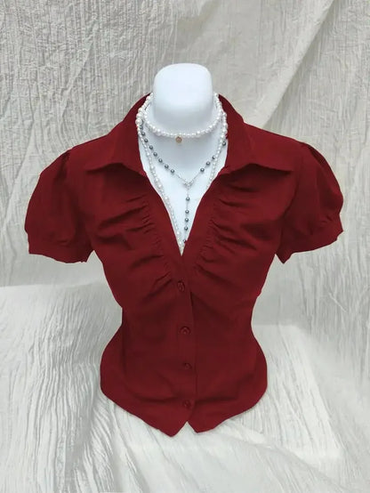 Vintage esthétique femmes personnalité Y2K mince vêtements mode chemises Harajuku à manches courtes hauts femme chaude classique t-shirt décontracté