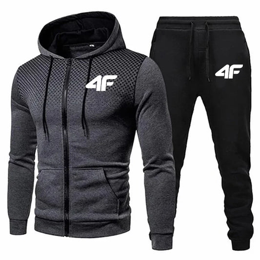 Automne hiver hommes survêtement Jogging pantalons de survêtement 2 pièces ensemble Sport veste à glissière + pantalon de course costume décontracté impression vêtements