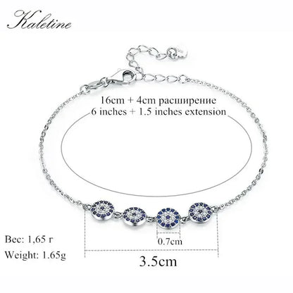 Nouveau Mode Turquie Chanceux Hamsa Quatre Mini Evil Eye Véritable 925 En Argent Sterling Bracelet