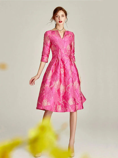 Robe de luxe femmes mode élégante robe Jacquard fête florale femmes vêtements soirée robe Vintage robes formelles