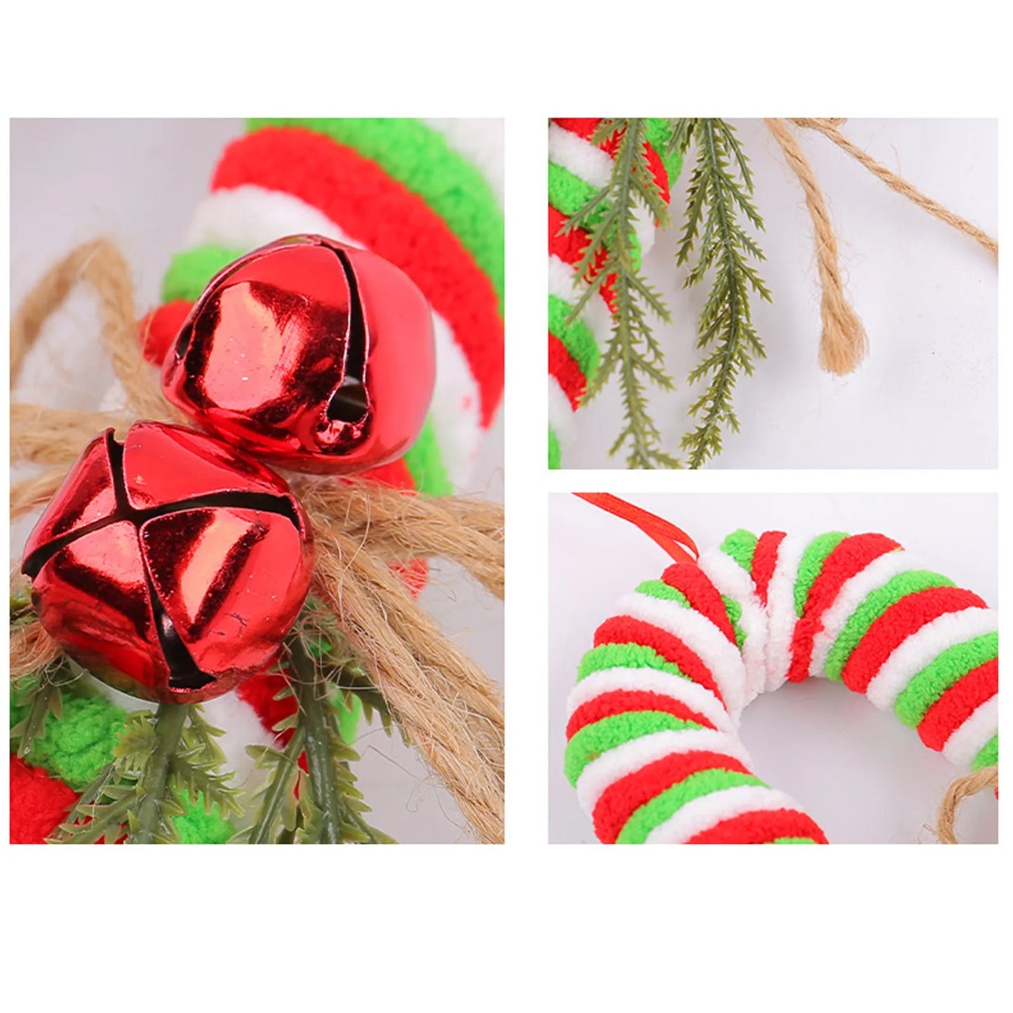 Ornements de crochet de canne de bonbon doux en peluche de Noël, rouge et blanc, arbre de Noël, accessoires de confrontation, décor de fête de vacances parfait