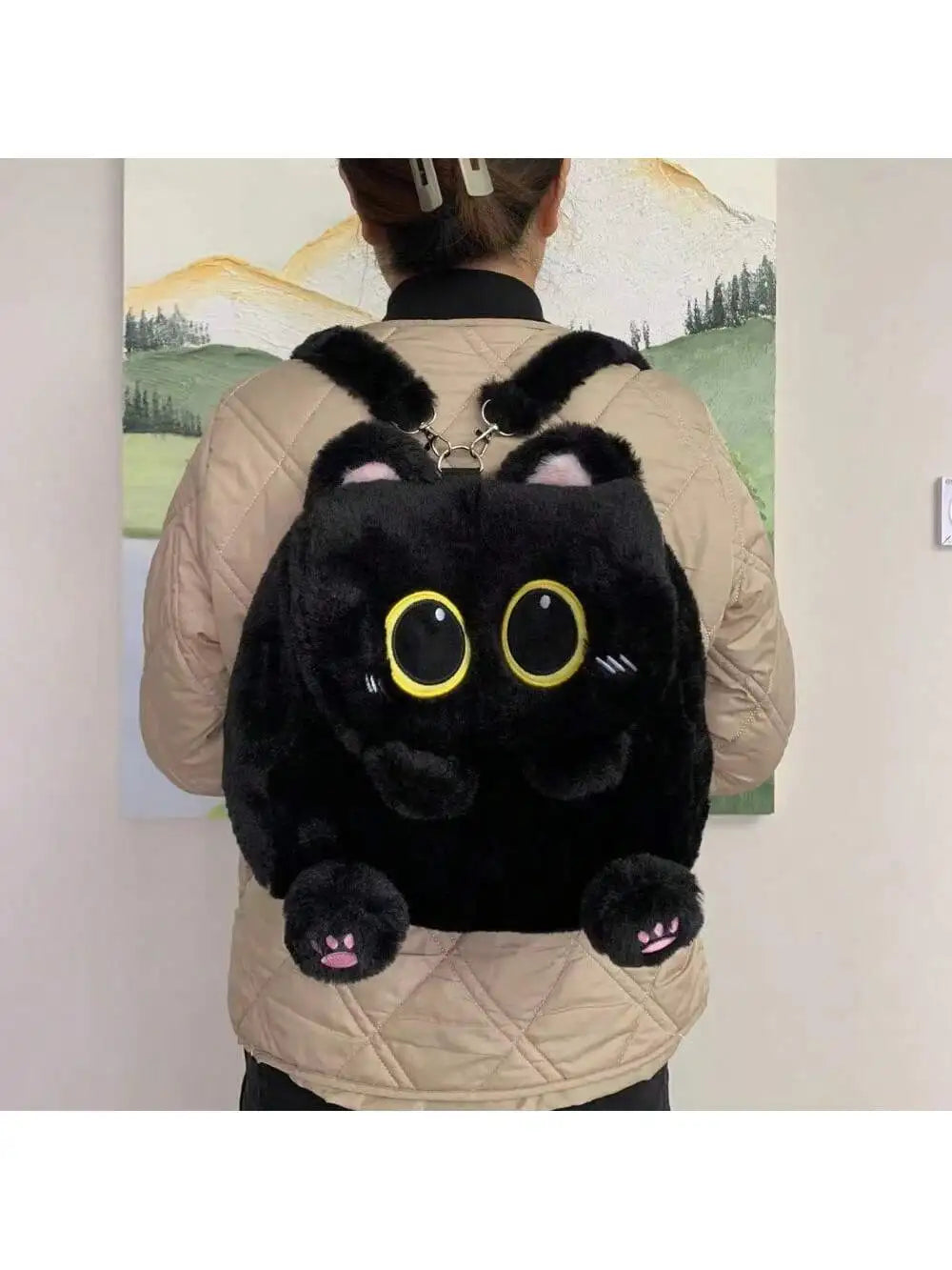 Sac à dos en peluche Capybara pour femme, sac à bandoulière chat mignon,