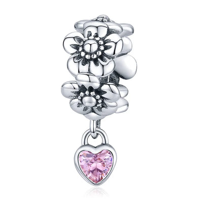 WOSTU 100% 925 argent Sterling rose Zircon cristal perles creux sculpté breloque pour la fabrication de bijoux ajustement Original Bracelet pendentif