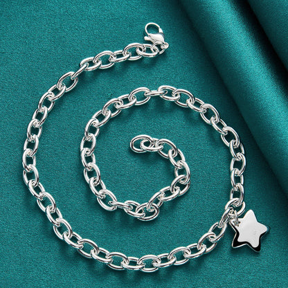 DOTEFFIL 925 pendentif étoile en argent Sterling 18 pouces chaîne collier pour femme mariage fiançailles bijoux de mode
