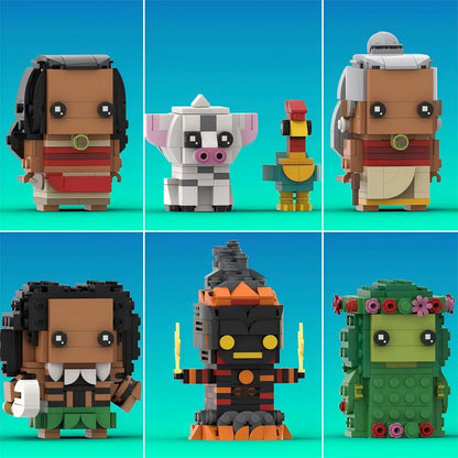 Série d'anime océan merveilleux destin personnage de dessin animé blocs de construction MOC cochon et poulet assemblage modèle Puzzle jouet cadeau d'anniversaire