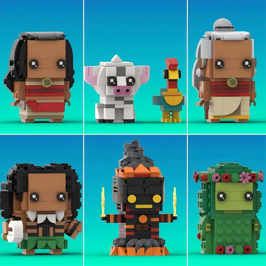 Série d'anime océan merveilleux destin personnage de dessin animé blocs de construction MOC cochon et poulet assemblage modèle Puzzle jouet cadeau d'anniversaire