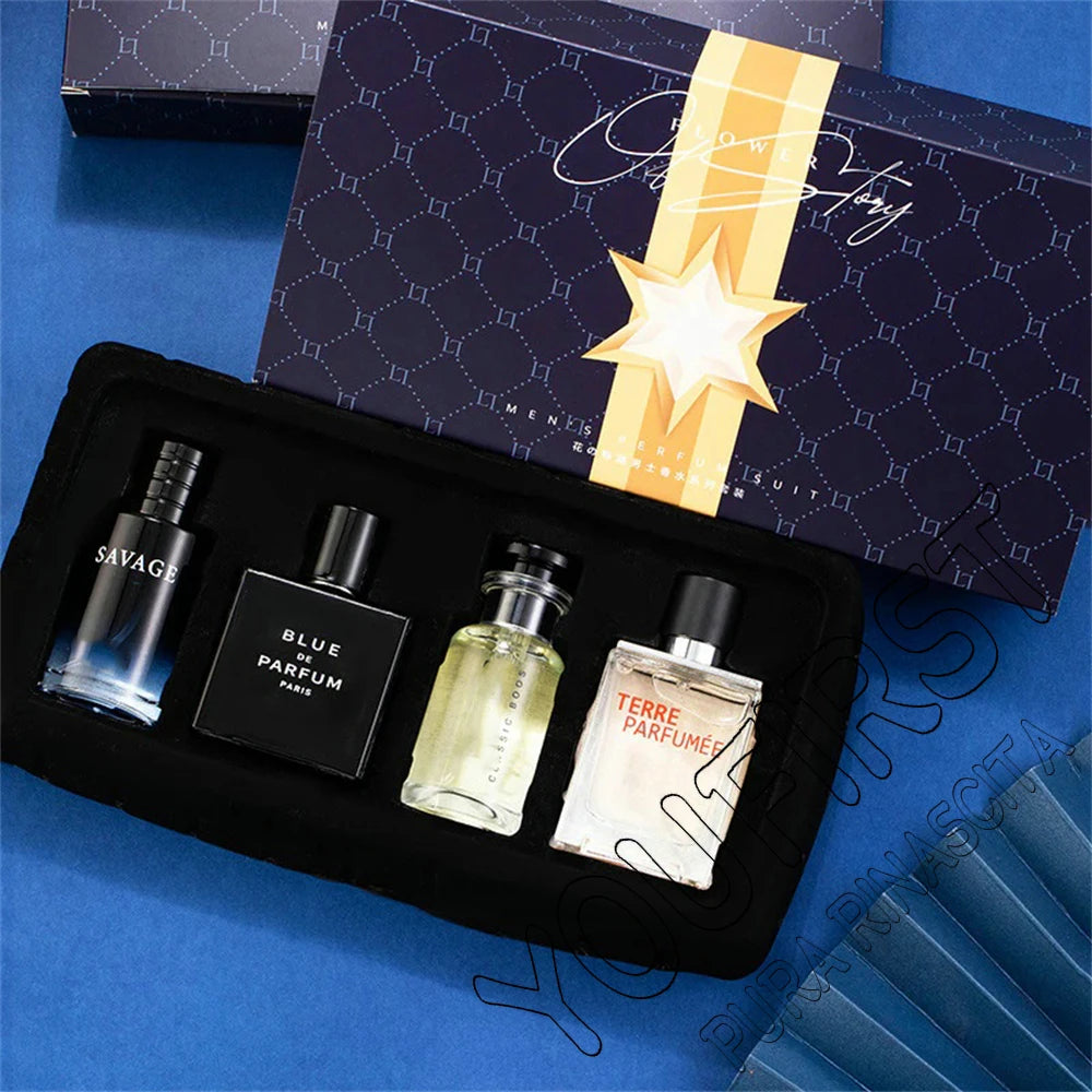 Marque de luxe Parfum hommes Cologne Parfums Homme coffret cadeau 4 pièces ensemble 100ml Parfums Masculinos naturel Floral fruité parfum SprayLuxu